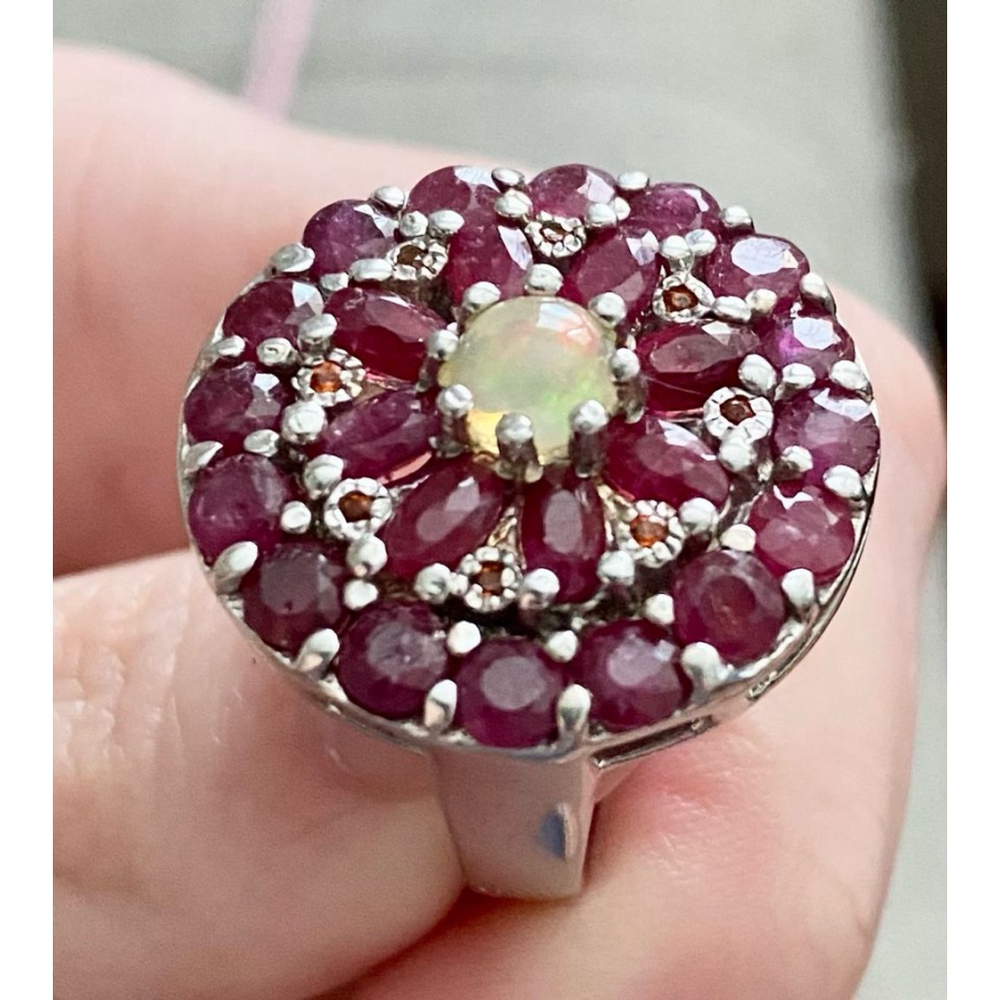 Natural gemstones with Opal Center Ring